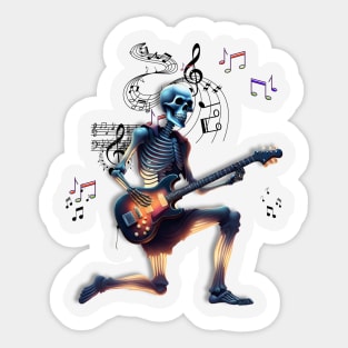 Skulls play music guitar Sticker